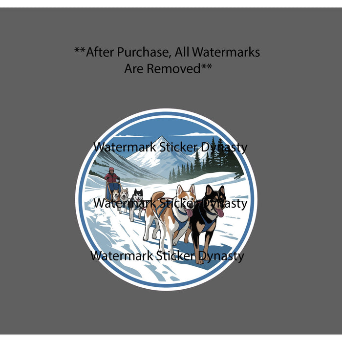 Dog Sled Team Sticker Waterproof Decal Dogs Travel Snow Alaska Mountain Gift NEW