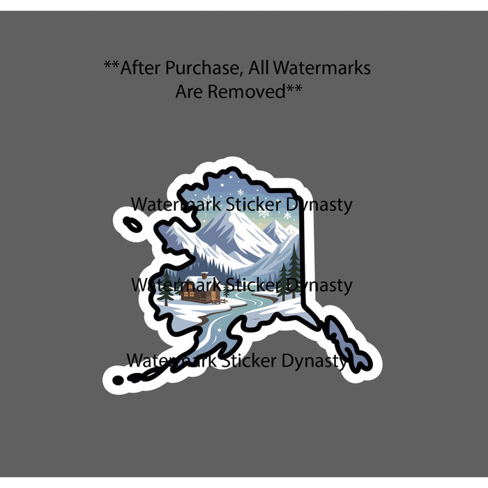 Alaska Sticker Waterproof Decal Cabin Snow Outdoor Wildlife Nature Gift NEW