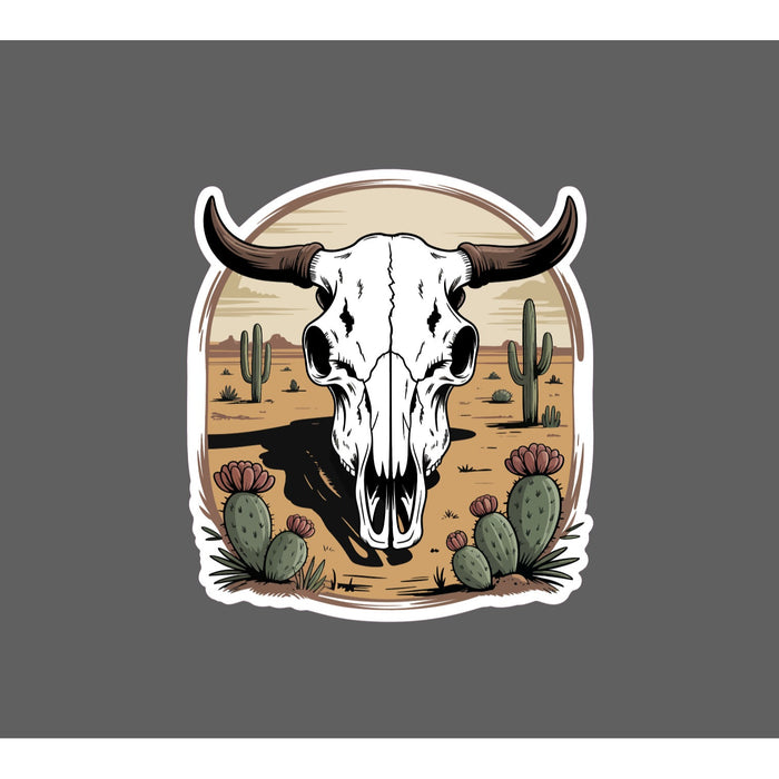 Bull Skull Western Sticker Waterproof Decal Cactus Desert Arizona Gift NEW