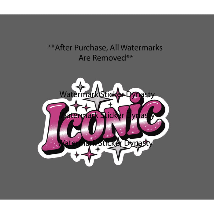 Iconic Sticker Waterproof Decal Pink Stars Glam Cute Girl Gift NEW