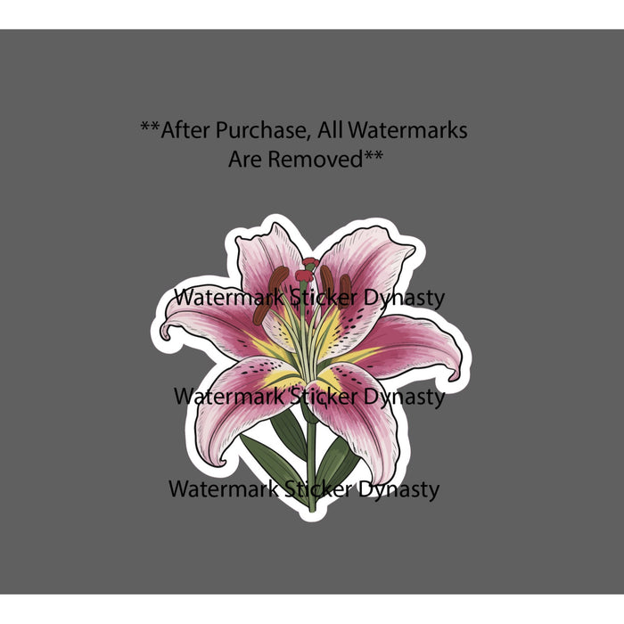 Pink Lily Sticker Waterproof Decal Flower Floral Outdoor Nature Garden Gift NEW