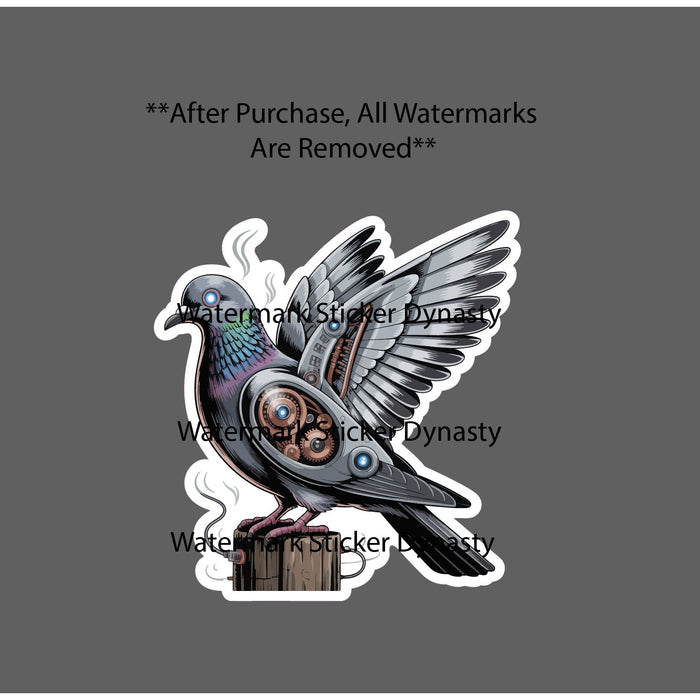 Robot Pigeon Sticker Waterproof Decal Spy Fake Bird Machine Gears Gift NEW
