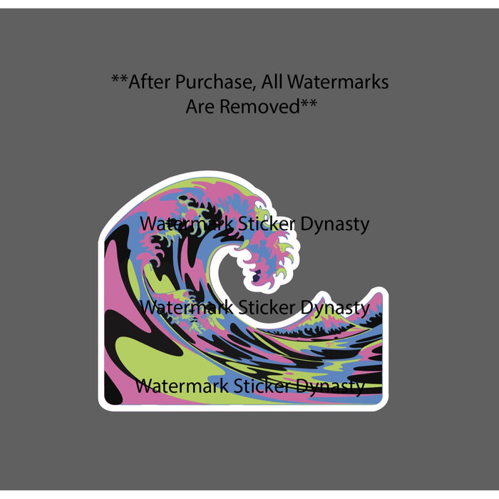 Trippy Wave Sticker Waterproof Decal Ocean Beach Surf Outdoor Travel Gift NEW