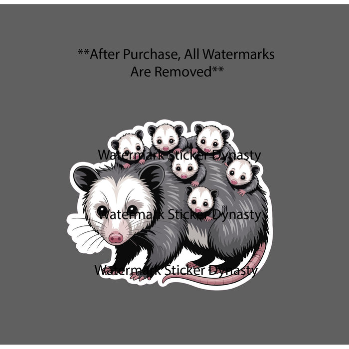 Mother Opossum Sticker Waterproof Decal Babies Child Animal Wild Cute Gift NEW