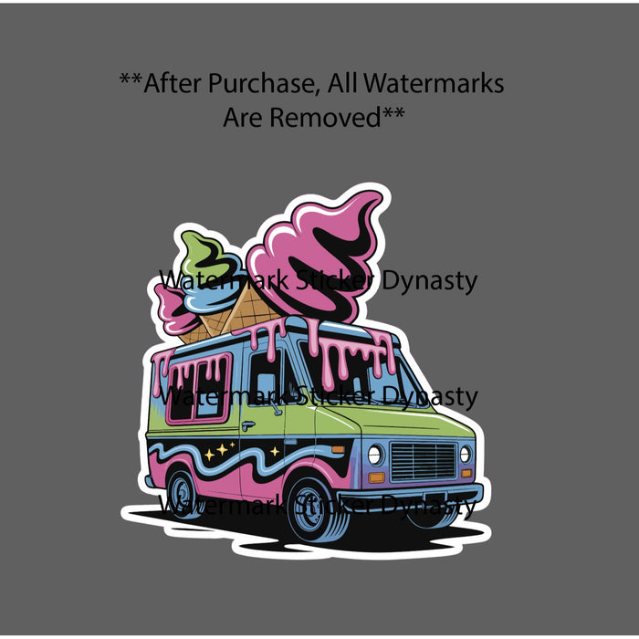 Ice Cream Truck Sticker Waterproof Decal Trippy Abstract Food Gift NEW
