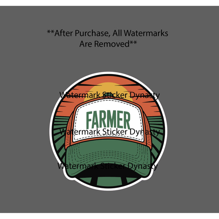Famer Hat Sticker Waterproof Decal Trucker Rural Farming Agriculture Gift NEW