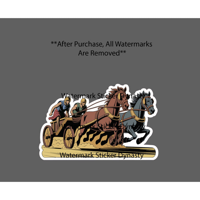 Chariot Racing Sticker Waterproof Decal Rome Horse History Book Movie Gift NEW