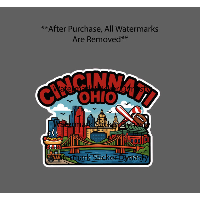 Cincinnati Ohio Sticker Waterproof Decal State Travel Sports Skyline Gift NEW