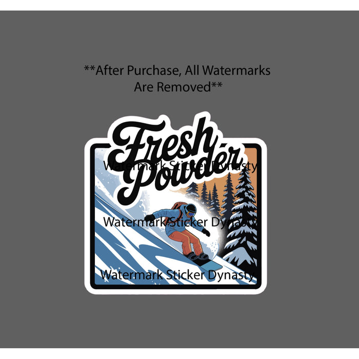 Fresh Powder Sticker Waterproof Decal Snowboard Slopes Ski Winter Sports NEW