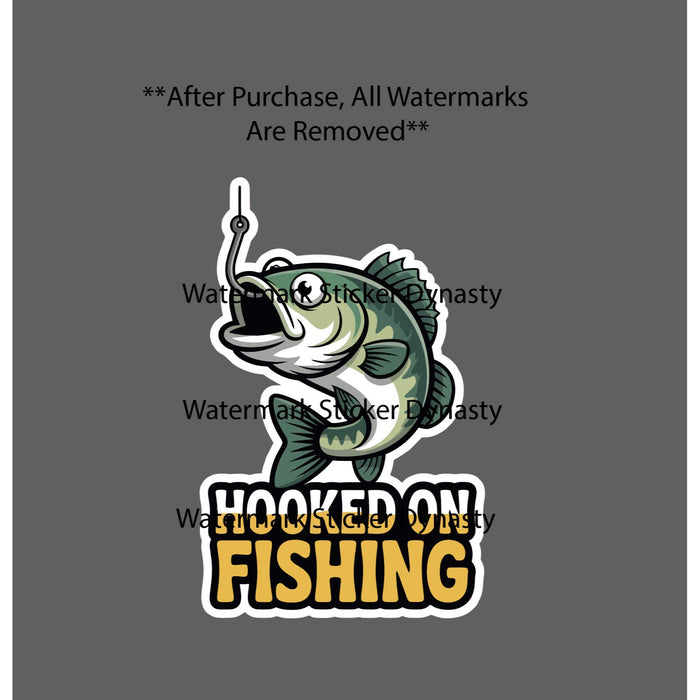 Hooked On Fishing Sticker Waterproof Decal Fish Quote Outdoor Hook Gift NEW