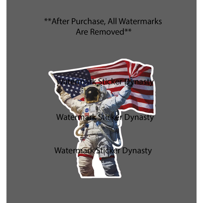 Astronaut USA Flag Sticker Waterproof Decal America Space Galaxy Gift NEW