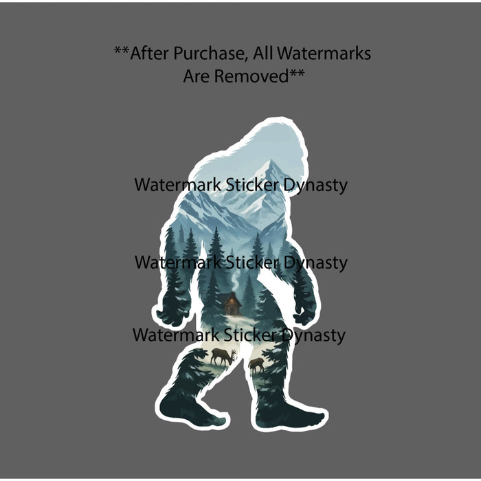 Bigfoot Mountain Scene Sticker Waterproof Decal Nature Wildlife Outdoor Gift NEW