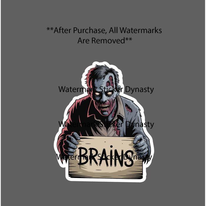 Zombie Brains Sticker Waterproof Decal Horror Scary Movie Book Fantasy Gift NEW