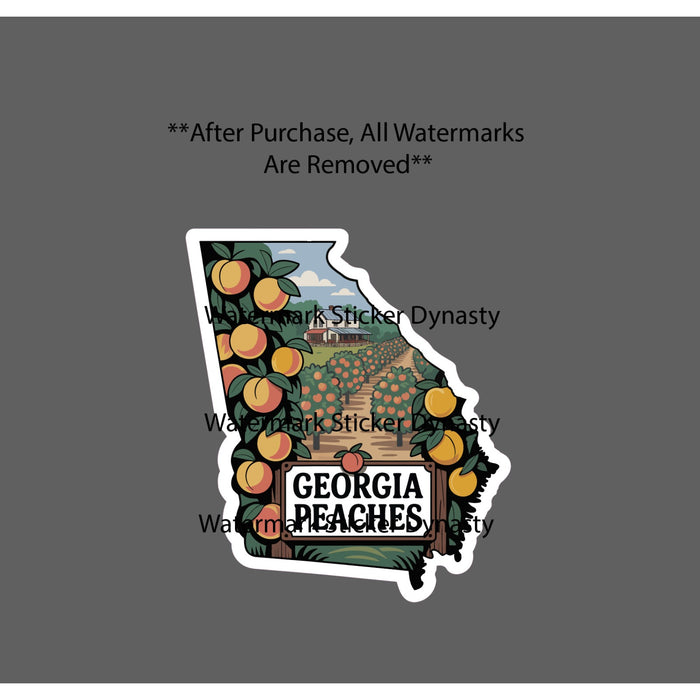 Georgia Peaches Sticker Waterproof Decal Peach State Farm Agriculture Gift NEW
