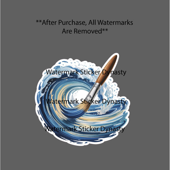Ocean Wave Sticker Waterproof Decal Paintbrush Art Artist Design Gift NEW