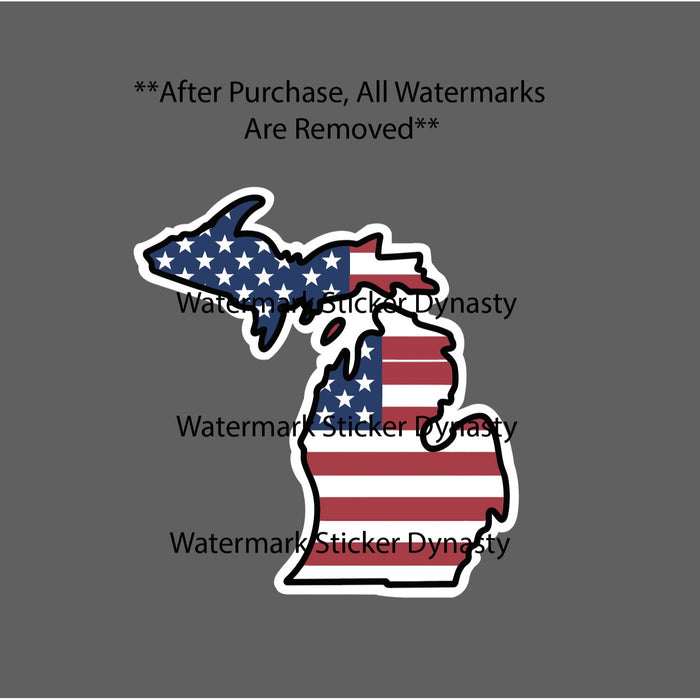 Michigan Sticker Waterproof Decal American Flag USA Patriotic Gift NEW