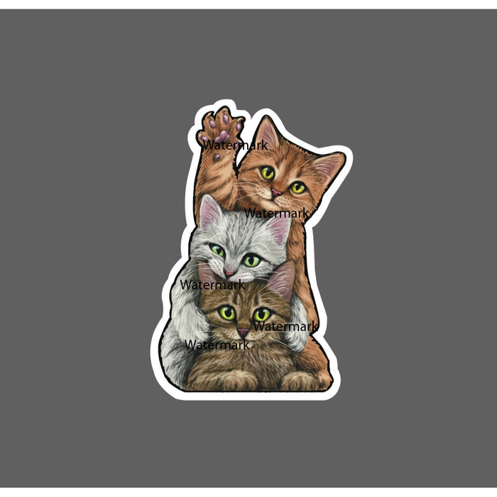 Cats Sticker Wave Bite Friends Waterproof