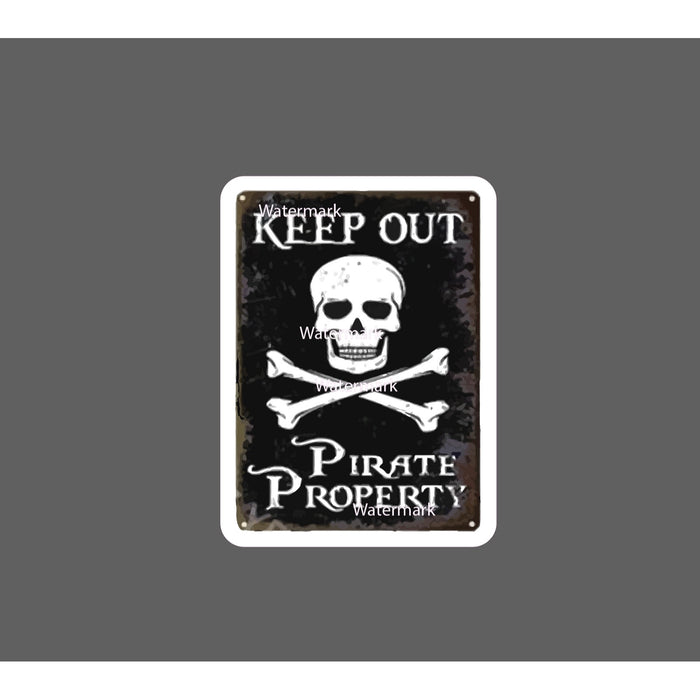 Pirate Property Sticker Keep Out Skull NEW