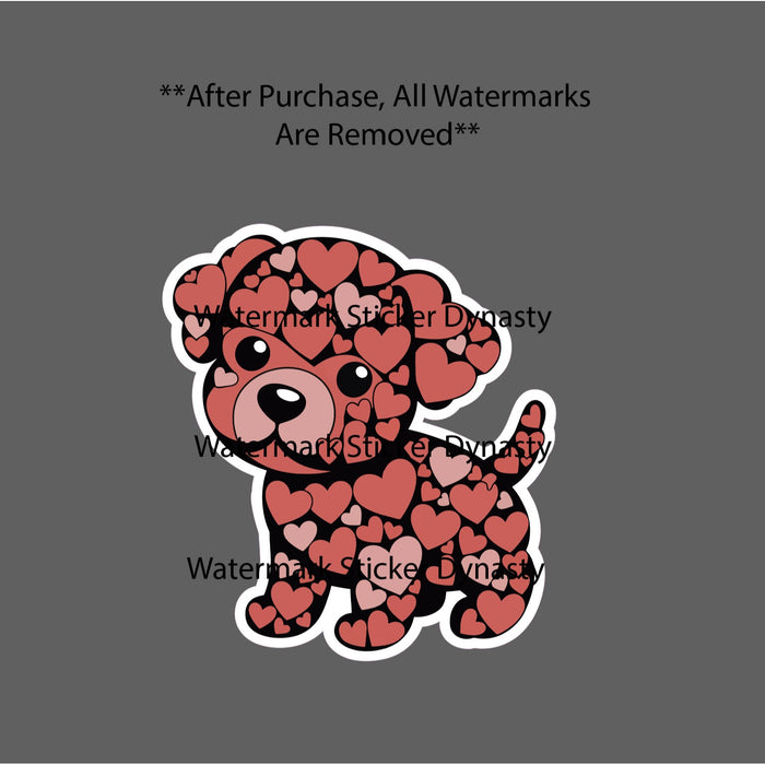 Puppy Love Sticker Waterproof Decal Hearts Dog Animal Pet Kawaii Cute Gift NEW