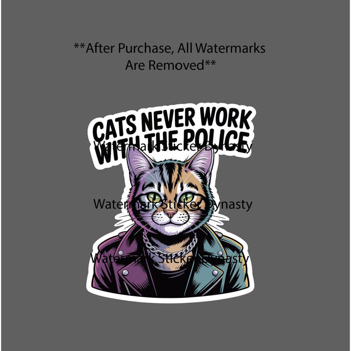 Gangster Cat Sticker Waterproof Decal Quote Police Funny Thug Crime Gift NEW