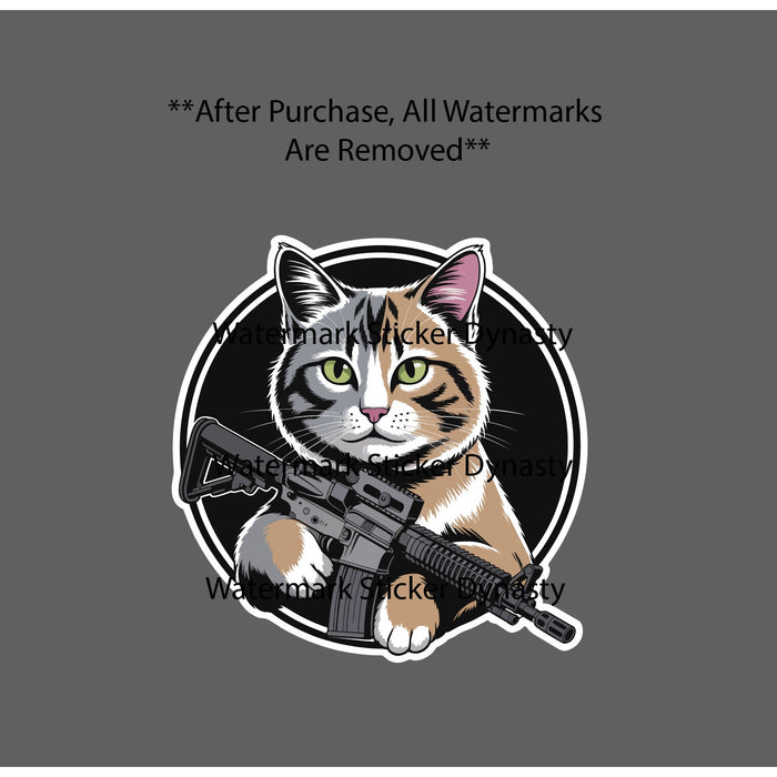 Cat AR Sticker Waterproof Decal Military War Feline 2A Animal Pet Gift NEW