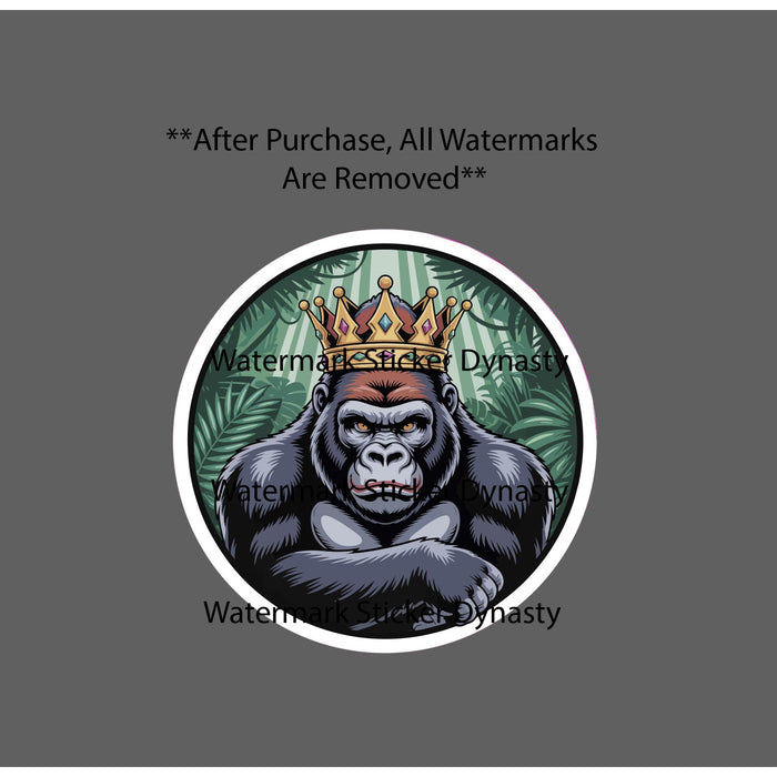 Gorilla King Sticker Waterproof Decal Crown Jungle Animal Wildlife Gift NEW