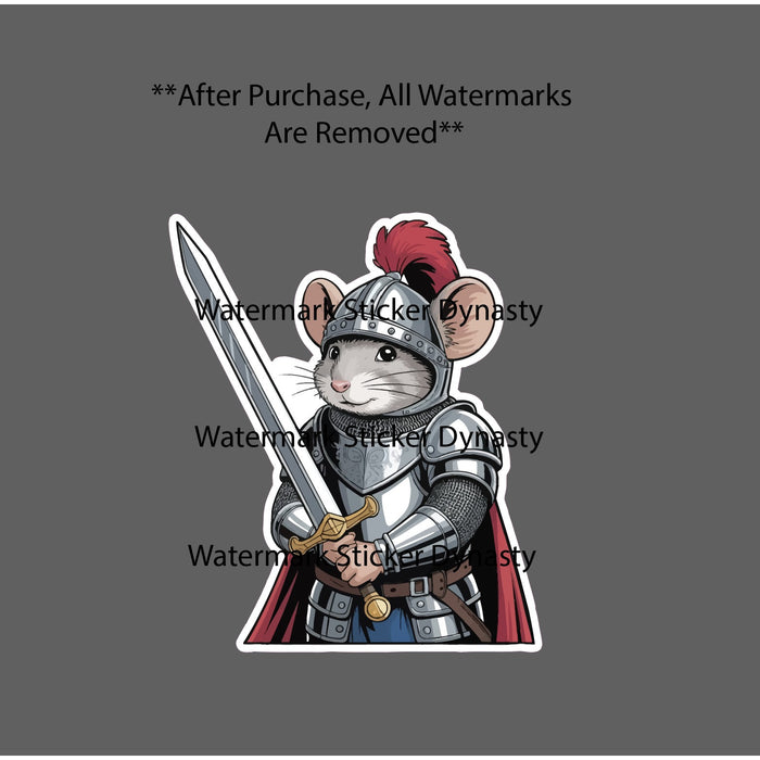 Mouse Knight Sticker Waterproof Decal War Warrior Sword Medieval Armor Gift NEW