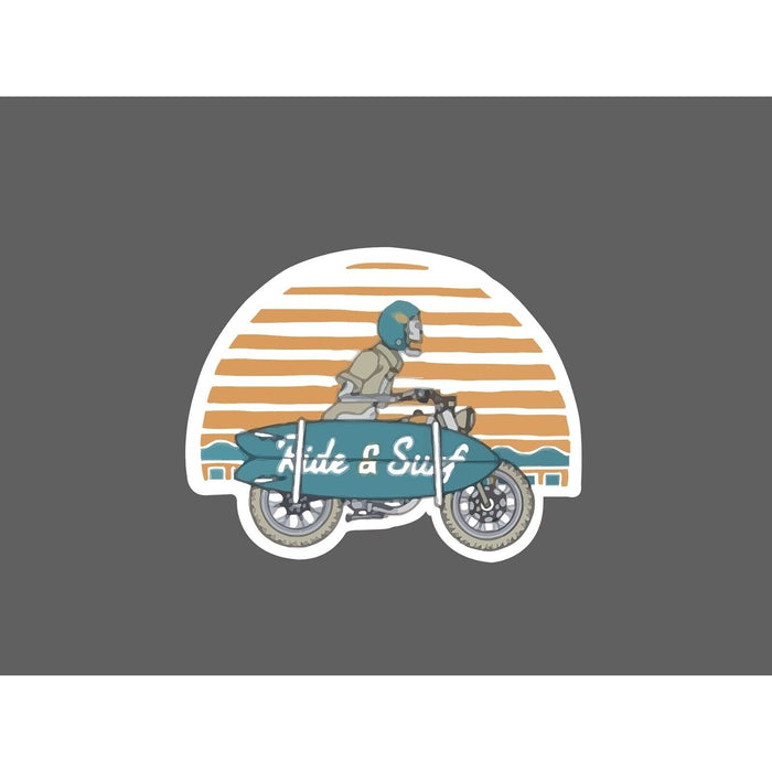 Ride And Surf Sticker Skeleton