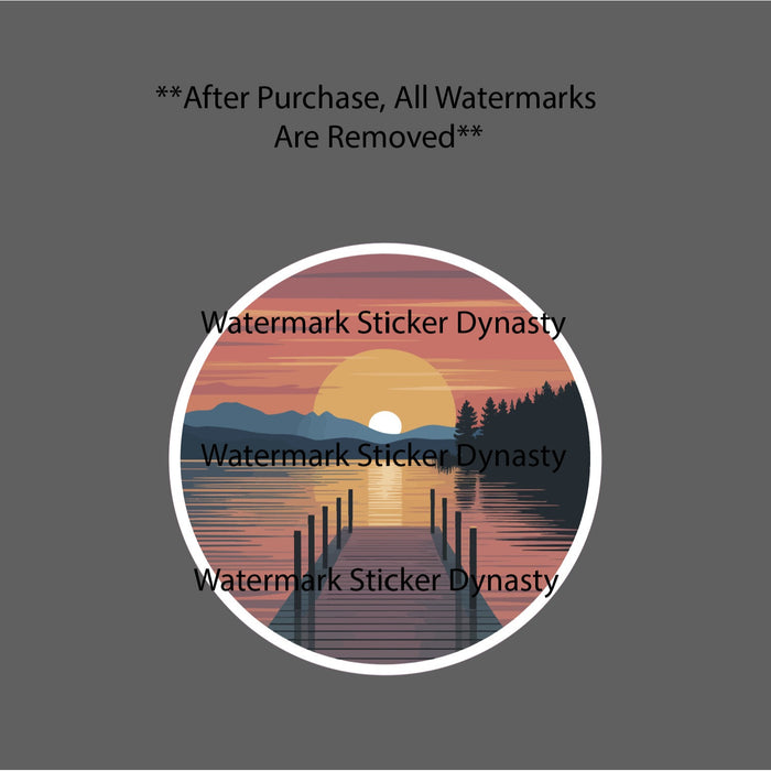 Lake Scene Sticker Waterproof Decal Dock River Sunset Mountains Gift NEW
