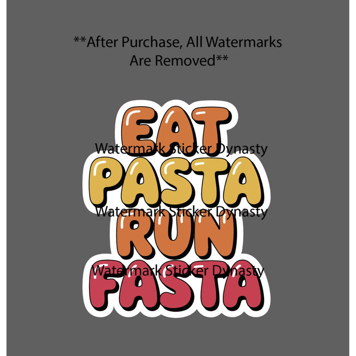 Eat Pasta Run Fasta Sticker Waterproof Decal Running Gym Fitness Quote Gift NEW