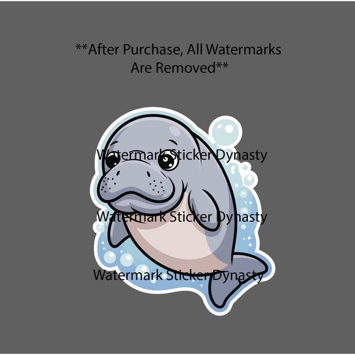 Dugong Sticker Waterproof Decal Cartoon Animal Ocean Wildlife Gift NEW