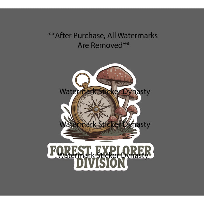 Forest Explorer Sticker Waterproof Decal Travel Compass Mushroom Forage Gift NEW