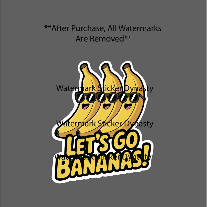 Let's Go Bananas Sticker Waterproof Decal Food Fruit Sunglasses Funny Gift NEW