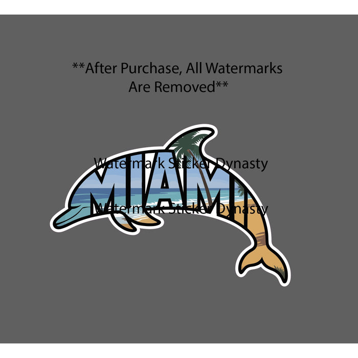Miami Dolphin Sticker Waterproof Decal Beach Ocean Animal City Travel Gift NEW