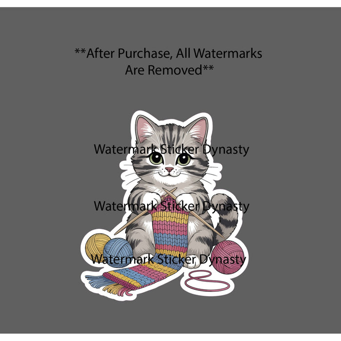 Cat Crochet Sticker Waterproof Decal Yarn Scarf Sweater Cute Crafts Gift NEW