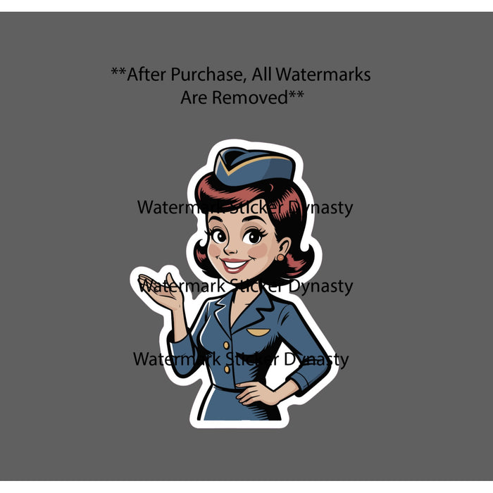 Flight Attendant Sticker Waterproof Decal Cartoon Flying Aviation Gift NEW