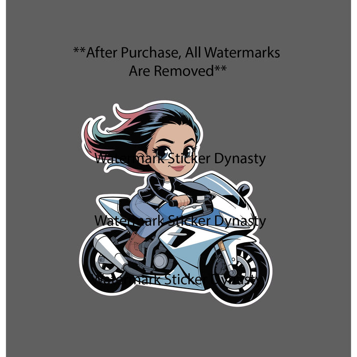 Biker Girl Sticker Waterproof Decal Motorcycle Chick Superbike Kawaii Gift NEW