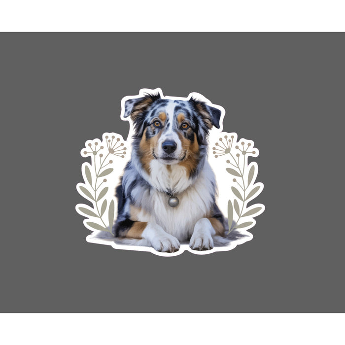 Australian Shepherd Sticker Dog Floral Pet Friend Flowers Gift Waterproof NEW