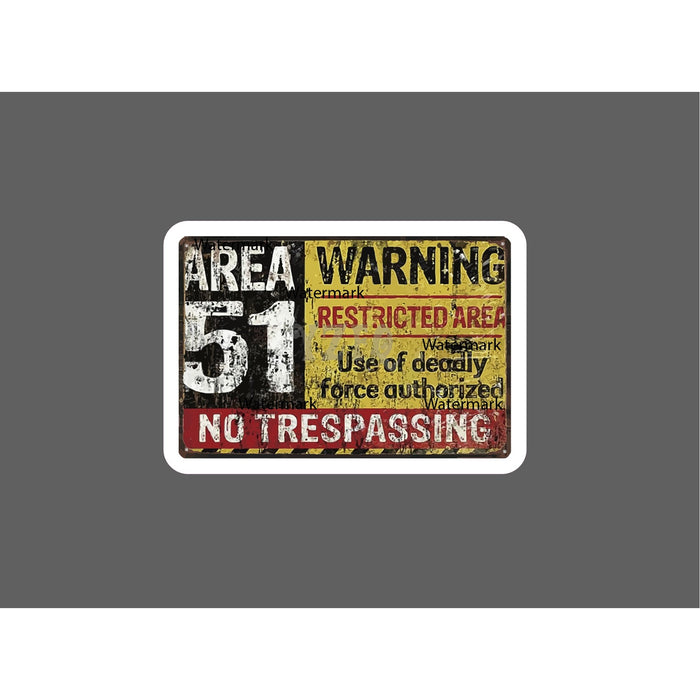 Area 51 Sticker Danger Warning Retro NEW