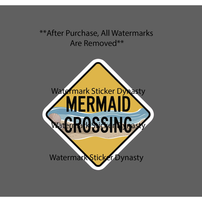Mermaid Crossing Sticker Waterproof Decal Beach Ocean Sign Caution Gift NEW