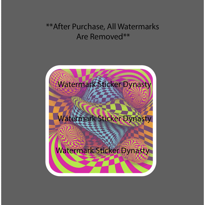 Trippy Psychedelic Sticker Waterproof Decal Square Neon Tunnel Abstract Gift NEW