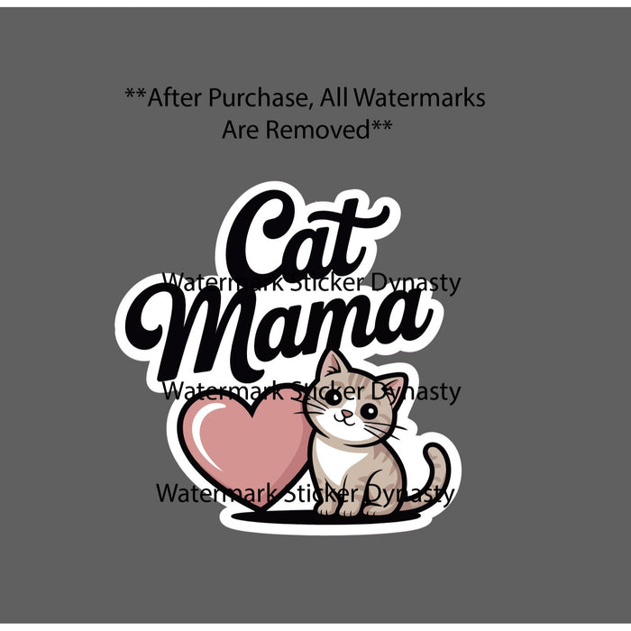 Cat Mama Sticker Waterproof Decal Heart Love Pet Family Friend Mom Gift NEW