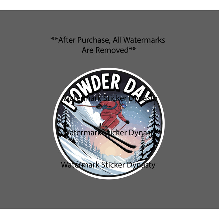 Powder Day Sticker Waterproof Decal Ski Resort Travel Winter Sports Gift NEW