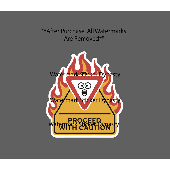 Proceed With Caution Sticker Waterproof Decal Fire Warning Beware Gift NEW