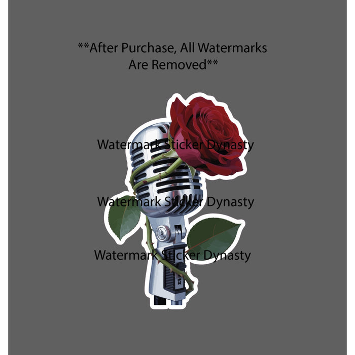 Microphone Sticker Waterproof Decal Rose Flower Floral Music Band Sing Gift NEW