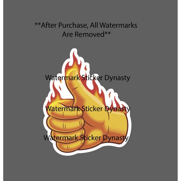 Thumbs Up Sticker Waterproof Decal Fire Flames Text Emoticon Gift NEW