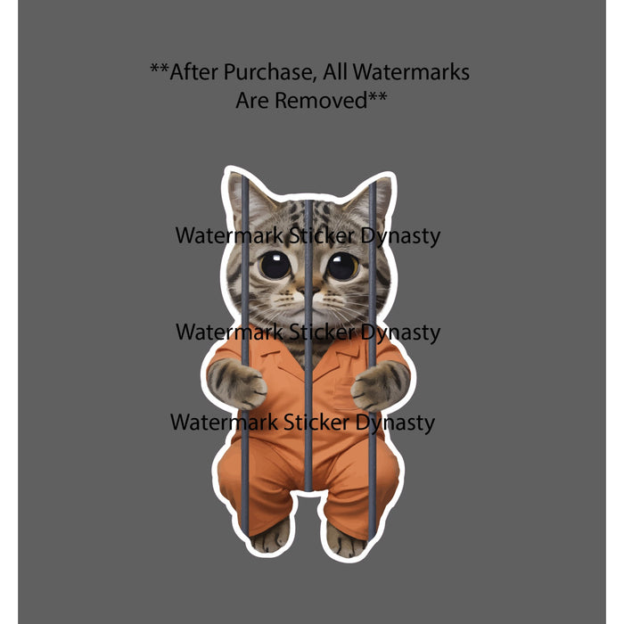 Prisoner Cat Sticker Waterproof Decal Prison Jail Funny Cute Kawaii Gift NEW