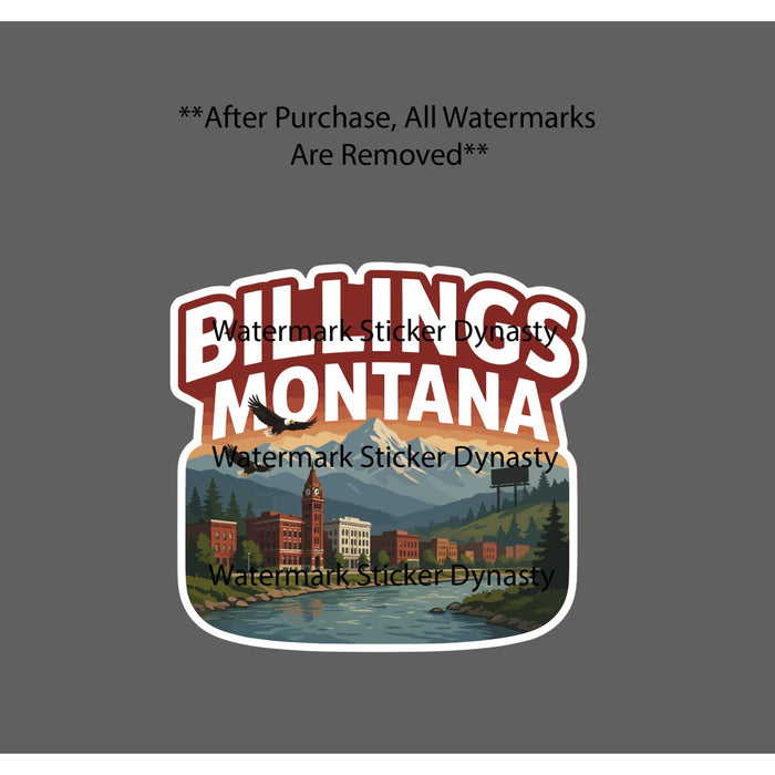 Billings Montana Sticker Waterproof Decal City Skyline Mountain State Gift NEW