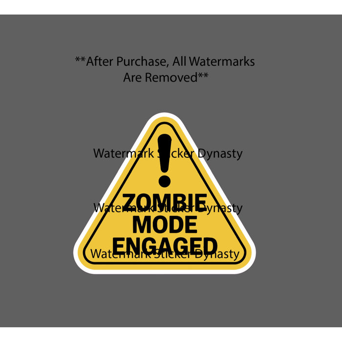 Zombie Mode Engaged Sticker Waterproof Decal Caution Warning Funny Work Gift NEW