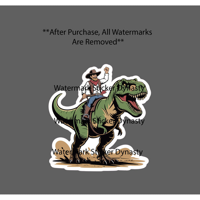 Cowboy Riding T-Rex Sticker Waterproof Decal Country Western Rodeo Gift NEW